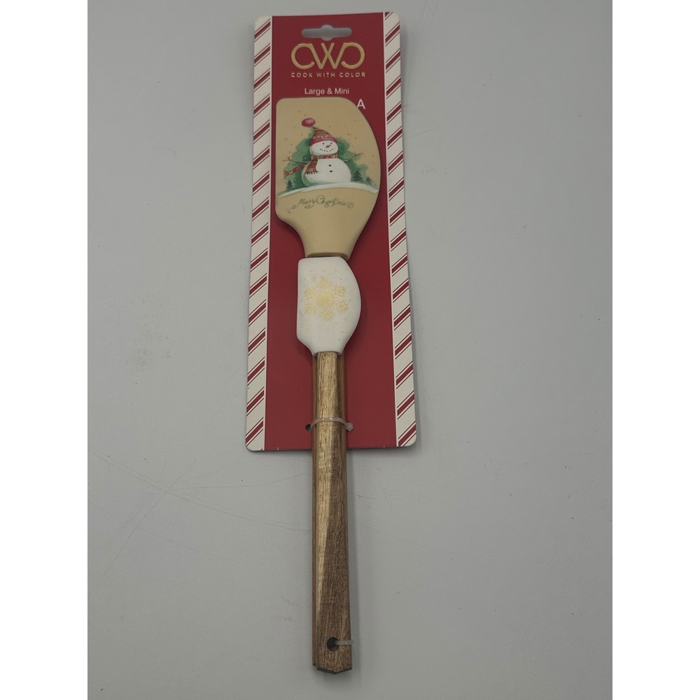 Cook With Color Spatula Set Large & Mini Snowman Christmas Holiday Silicone NWT
